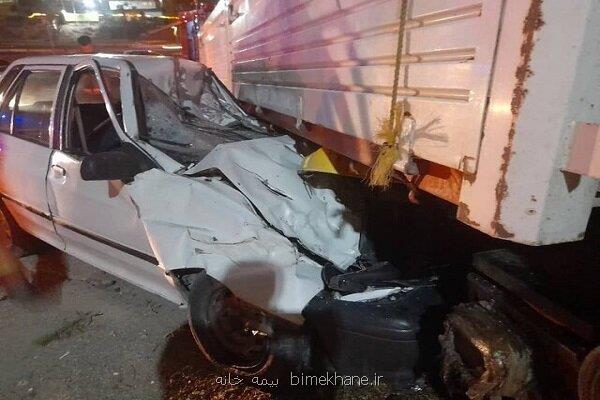 برخورد پراید با کامیون در بزرگراه بابایی یک کشته برجای گذاشت