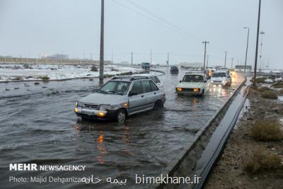 بارش برف وباران در محورهای شمالی